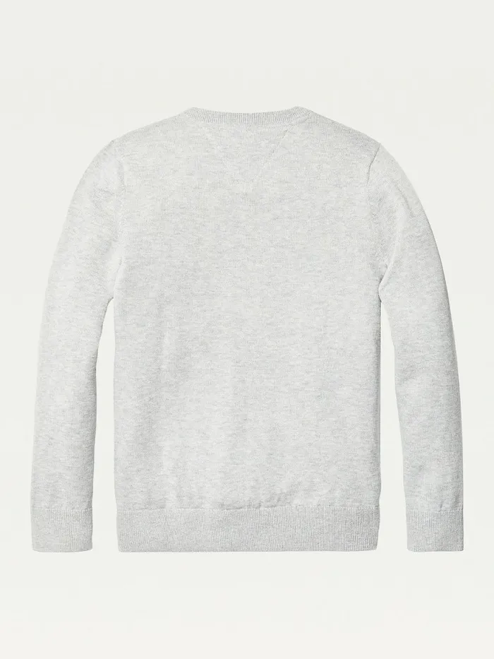 Tommy Hilfiger Organic Cotton VNeck Jumper Grey Heather Boys Jumpers and Cardigans Gift Ideas
