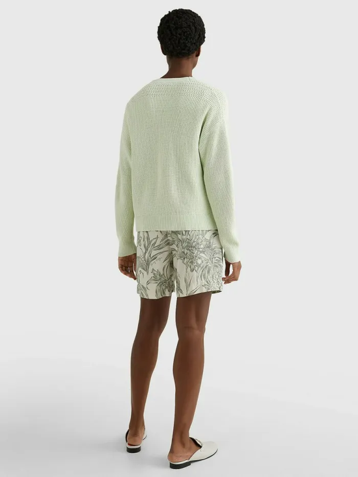 Tommy Hilfiger Organic Cotton VNeck Relaxed Fit Cardigan Accent Green Womens Knitwear Gift 4 You