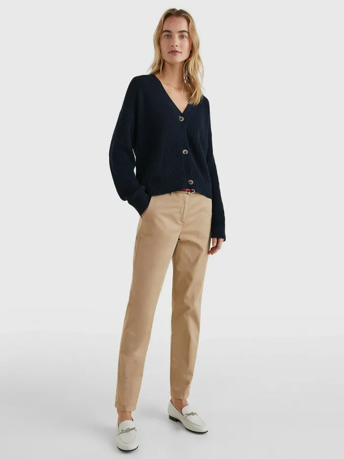 Tommy Hilfiger Organic Cotton VNeck Relaxed Fit Cardigan Desert Sky Womens Knitwear Near Me