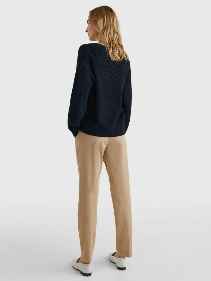 Tommy Hilfiger Organic Cotton VNeck Relaxed Fit Cardigan Desert Sky Womens Knitwear Near Me