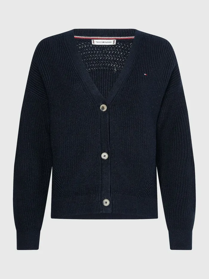Tommy Hilfiger Organic Cotton VNeck Relaxed Fit Cardigan Desert Sky Womens Knitwear Near Me