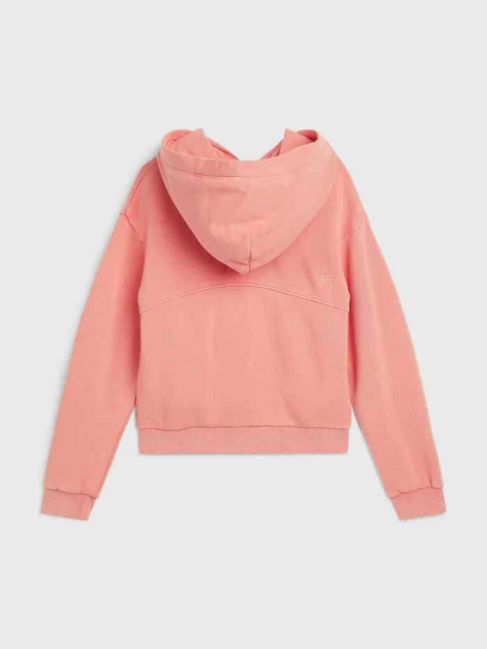 Tommy Hilfiger Organic Cotton ZipThru Hoody Island Punch Girls Sweatshirts and Hoodies Online