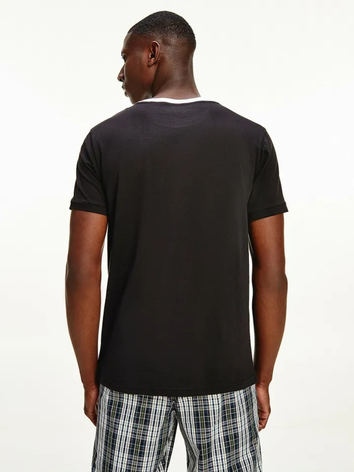 Tommy Hilfiger Original ColourBlocked Logo TShirt Black Night Mens Loungewear and Nightwear