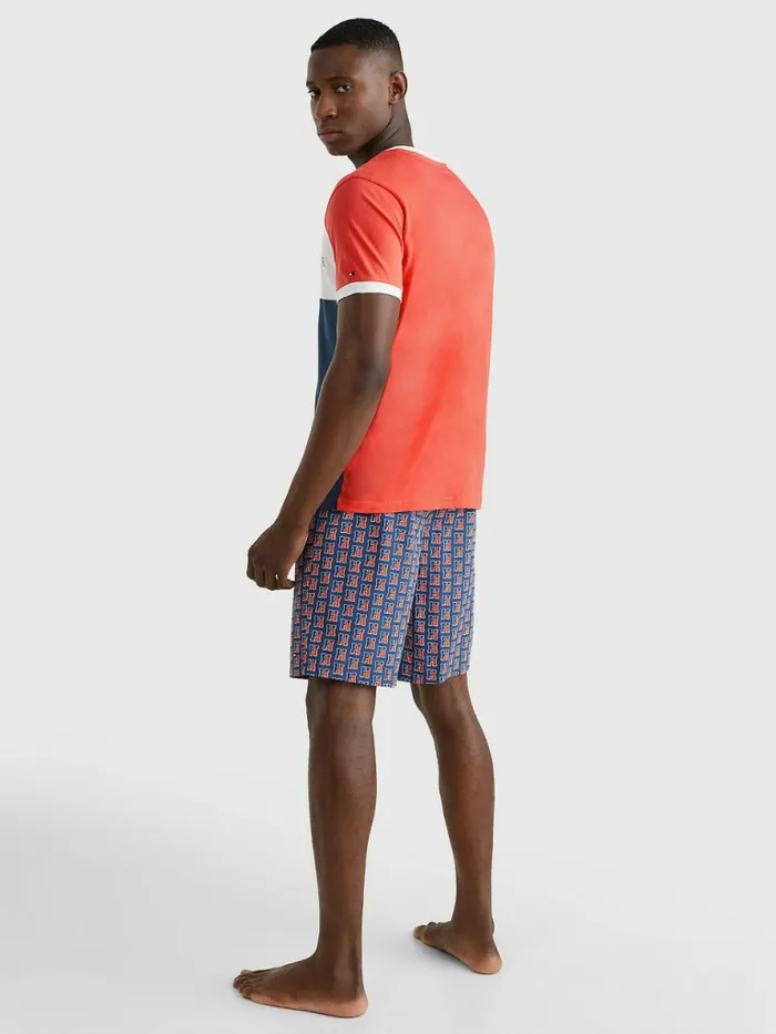 Tommy Hilfiger Original ColourBlocked Logo TShirt Hawaiian Coral Mens TShirts Popular