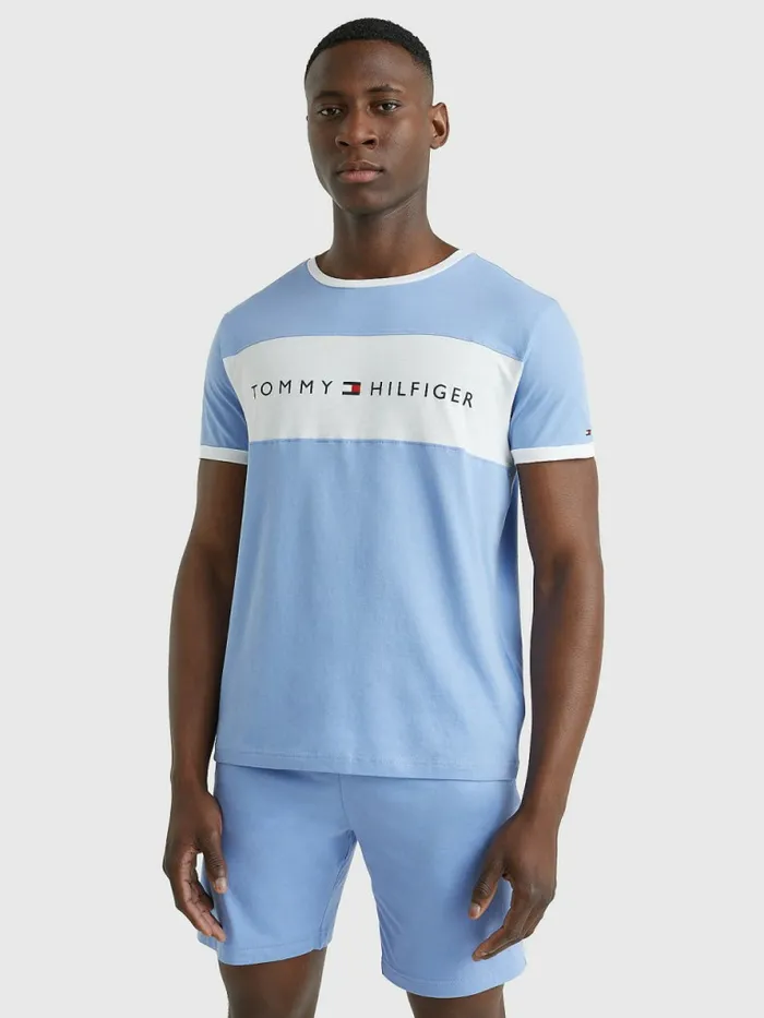 Tommy Hilfiger Original ColourBlocked Logo TShirt Peri Blue Mens Loungewear and Nightwear Tommy Hilfiger Original ColourBlocked Logo TShirt Peri Blue Mens Loungewear and Nightwear