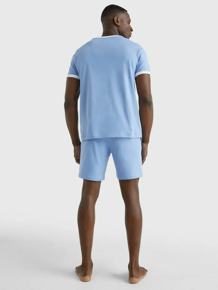Tommy Hilfiger Original ColourBlocked Logo TShirt Peri Blue Mens Loungewear and Nightwear