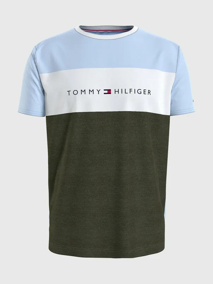 Tommy Hilfiger Original ColourBlocked Logo TShirt Sweet Blue Mens Loungewear and Nightwear Tommy Hilfiger Original ColourBlocked Logo TShirt Sweet Blue Mens Loungewear and Nightwear