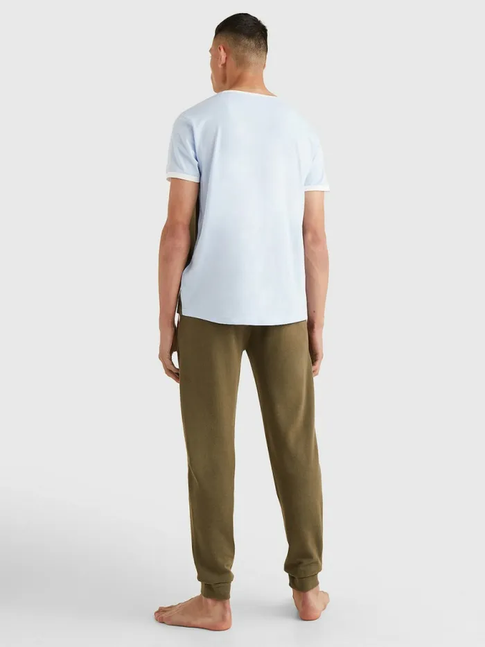 Tommy Hilfiger Original ColourBlocked Logo TShirt Sweet Blue Mens Loungewear and Nightwear