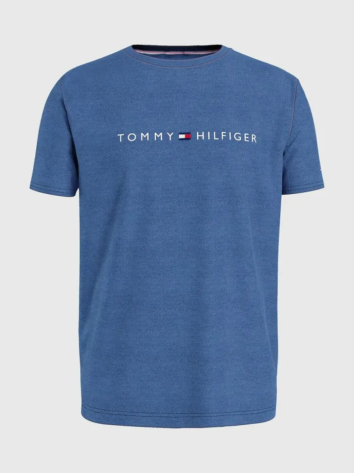 Tommy Hilfiger Original Jersey Logo TShirt Petrol Blue Mens Loungewear and Nightwear Tommy Hilfiger Original Jersey Logo TShirt Petrol Blue Mens Loungewear and Nightwear