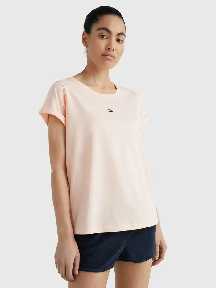 Tommy Hilfiger Original Logo TurnBack Cuff TShirt Delicate Peach Womens TShirts Online Tommy Hilfiger Original Logo TurnBack Cuff TShirt Delicate Peach Womens TShirts Online