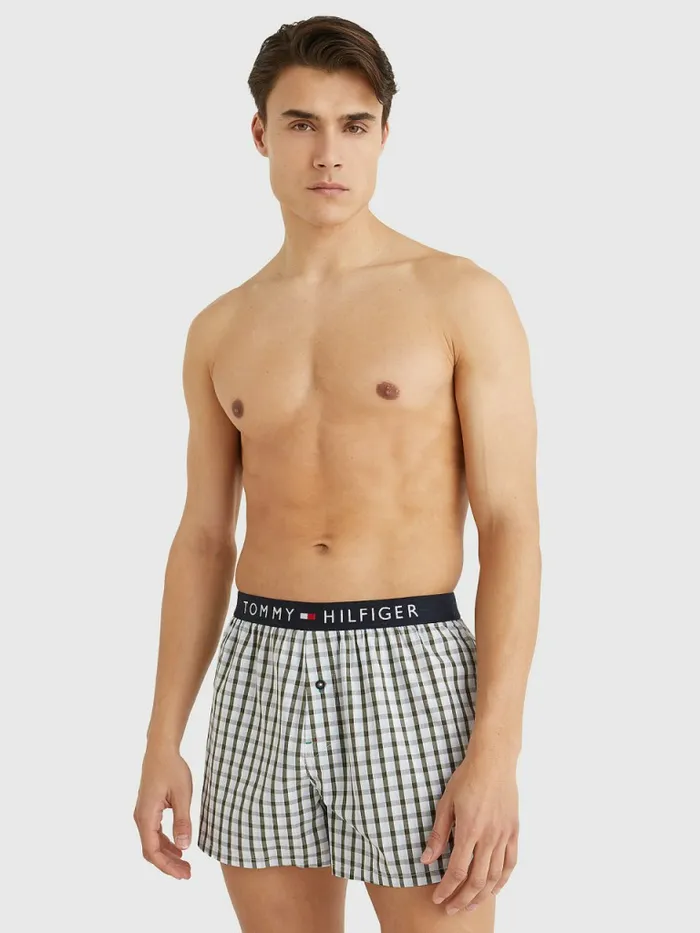 Tommy Hilfiger Original Logo Waistband Print Boxer Shorts Tri Gingham Mens Underwear Near Me