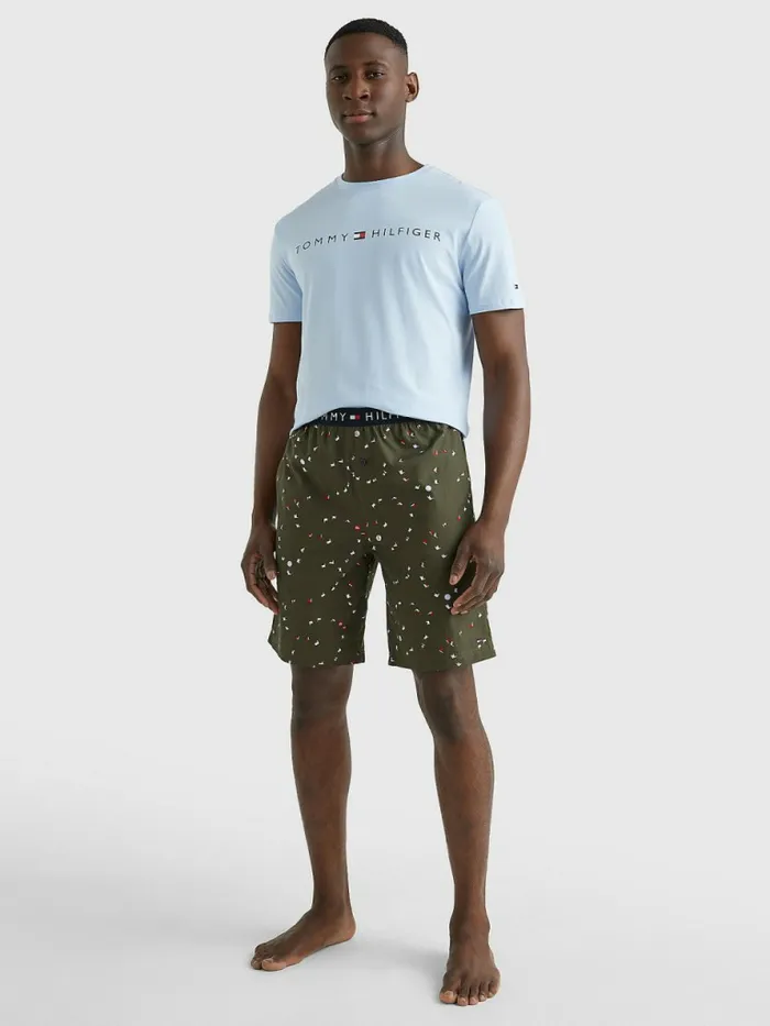 Tommy Hilfiger Original Short Print Pyjama Set Sweet BlueNautical Flag Mens Loungewear and Nightwear Tommy Hilfiger Original Short Print Pyjama Set Sweet BlueNautical Flag Mens Loungewear and Nightwear