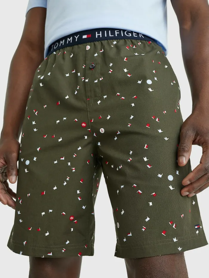Tommy Hilfiger Original Short Print Pyjama Set Sweet BlueNautical Flag Mens Loungewear and Nightwear