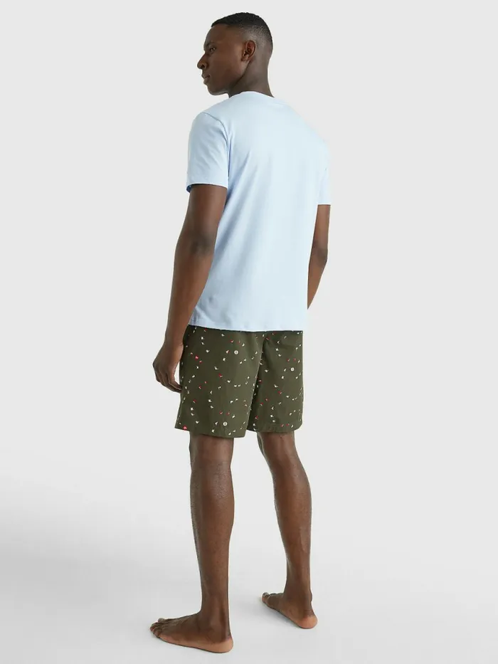 Tommy Hilfiger Original Short Print Pyjama Set Sweet BlueNautical Flag Mens Loungewear and Nightwear