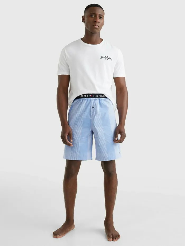 Tommy Hilfiger Original Woven Print Shorts Grid Plaid Mens Loungewear and Nightwear Fashion