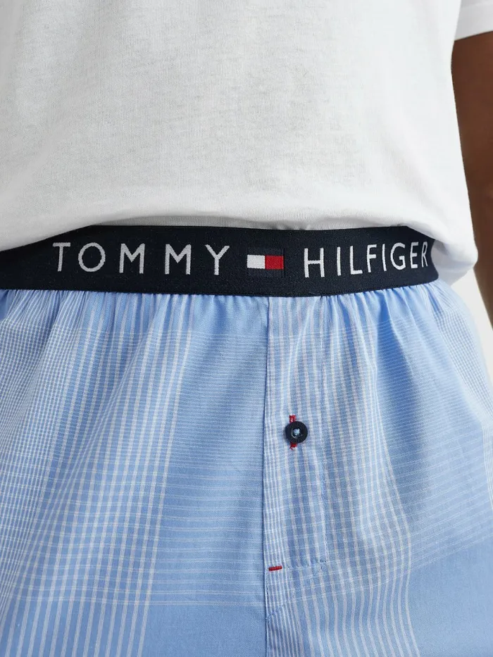 Tommy Hilfiger Original Woven Print Shorts Grid Plaid Mens Loungewear and Nightwear Fashion