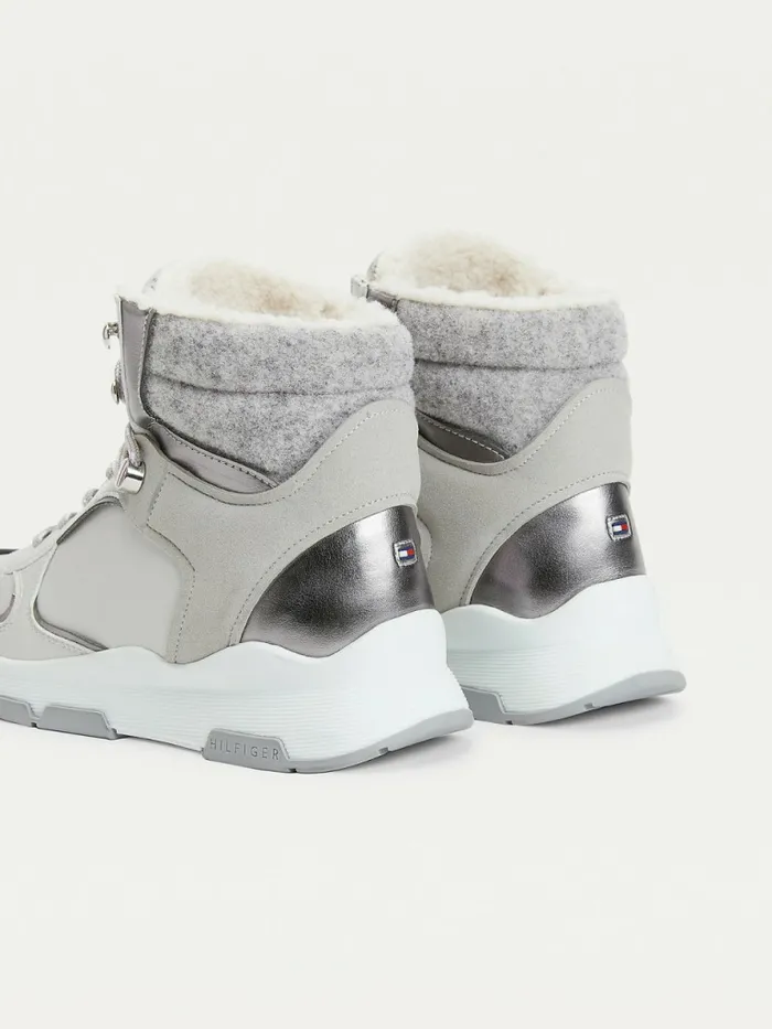 Tommy Hilfiger Outdoor Mixed Texture Boots Grey Whisper Womens Boots Gift Ideas