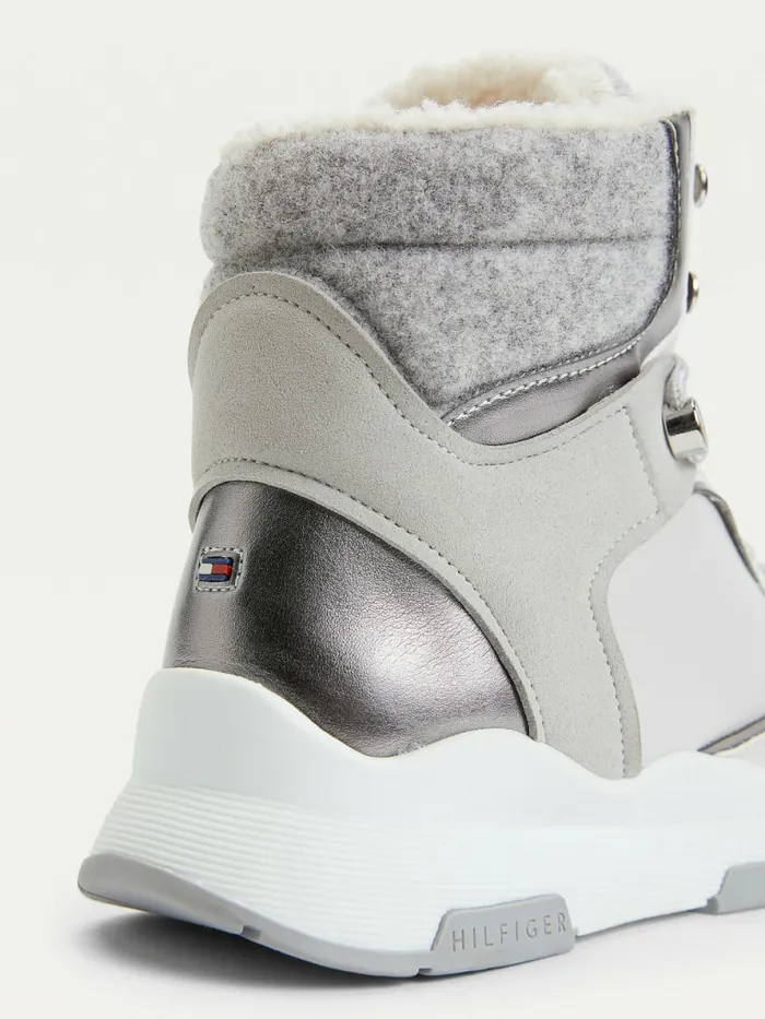 Tommy Hilfiger Outdoor Mixed Texture Boots Grey Whisper Womens Boots Gift Ideas