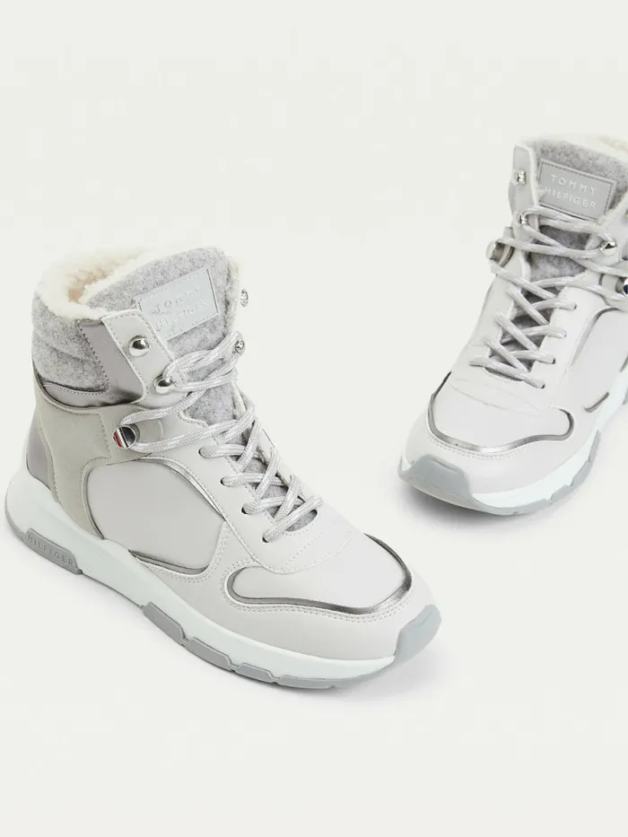 Tommy Hilfiger Outdoor Mixed Texture Boots Grey Whisper Womens Boots Gift Ideas