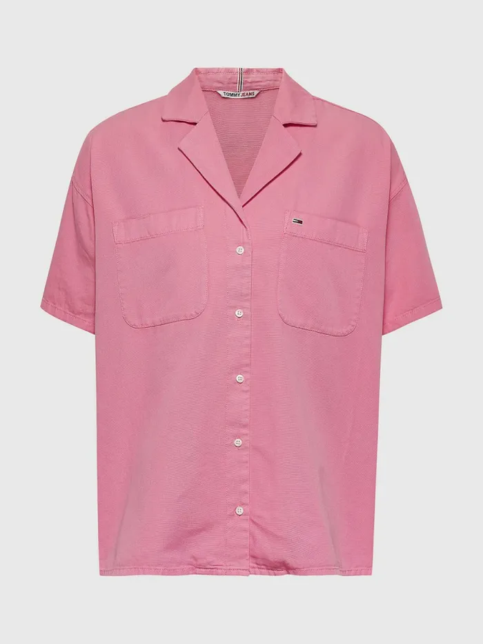 Tommy Hilfiger Oversized Short Sleeve Shirt Fresh Pink Womens Shirts and Blouses For Sale Tommy Hilfiger Oversized Short Sleeve Shirt Fresh Pink Womens Shirts and Blouses For Sale