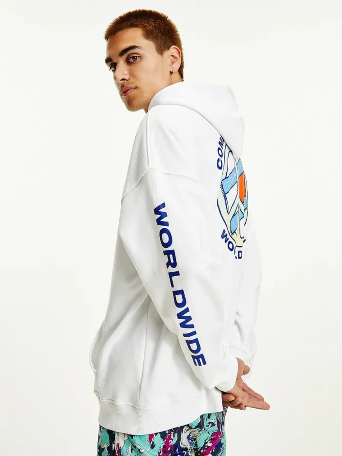 Tommy Hilfiger Peace Logo Hoody White Mens Sweatshirts and Hoodies For Sale