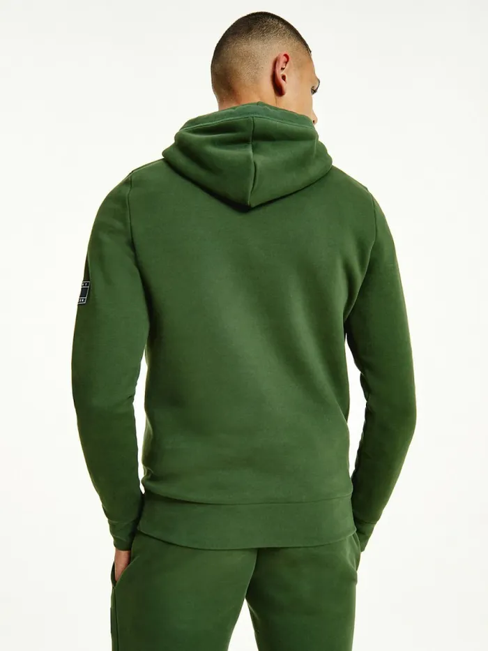 Tommy Hilfiger Peached Fleece Hoody National Forest Mens Sweatshirts and Hoodies Fashion