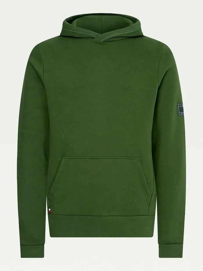Tommy Hilfiger Peached Fleece Hoody National Forest Mens Sweatshirts and Hoodies Fashion