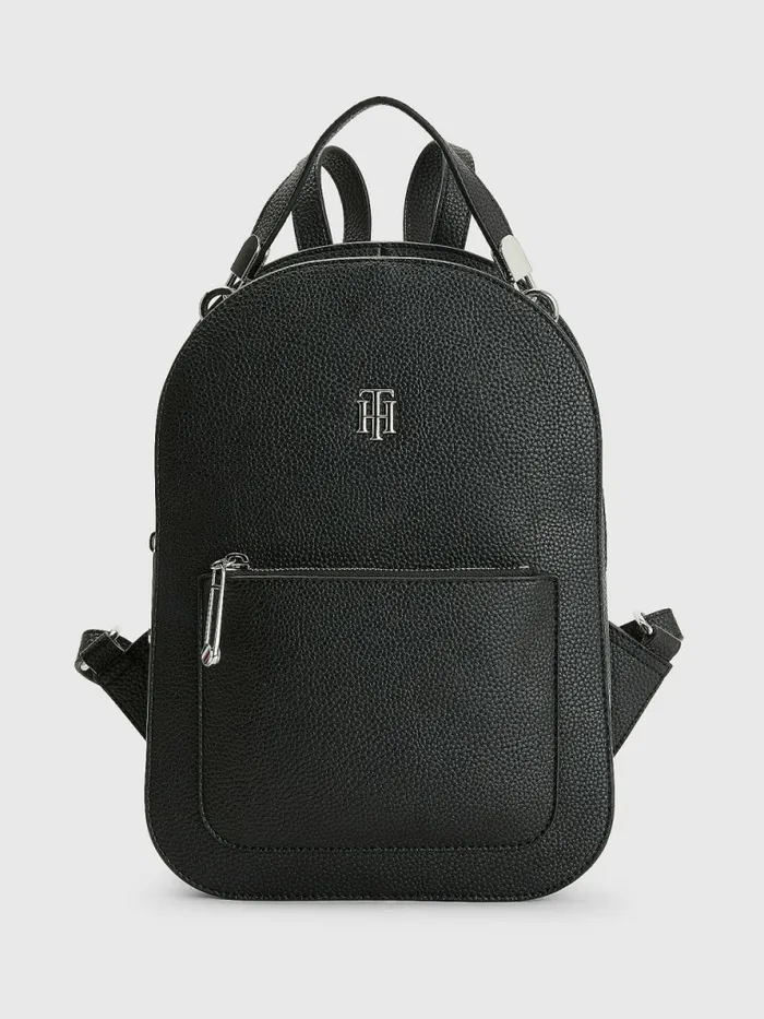 Tommy Hilfiger Pebble Grain Backpack Black Womens Bags Casaul