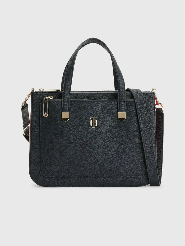 Tommy Hilfiger Pebble Grain Signature Satchel Navy Corporate Womens Bags Fashion Tommy Hilfiger Pebble Grain Signature Satchel Navy Corporate Womens Bags Fashion