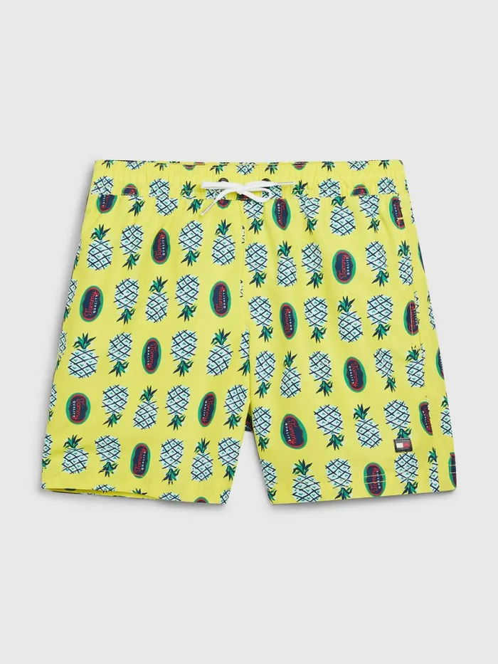 Tommy Hilfiger Pineapple Print Mid Length Swim Shorts Tommy Pineapples Print Boys Swimwear Gift for Friend Tommy Hilfiger Pineapple Print Mid Length Swim Shorts Tommy Pineapples Print Boys Swimwear Gift for Friend