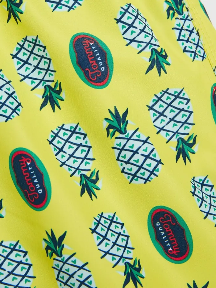 Tommy Hilfiger Pineapple Print Mid Length Swim Shorts Tommy Pineapples Print Boys Swimwear Gift for Friend