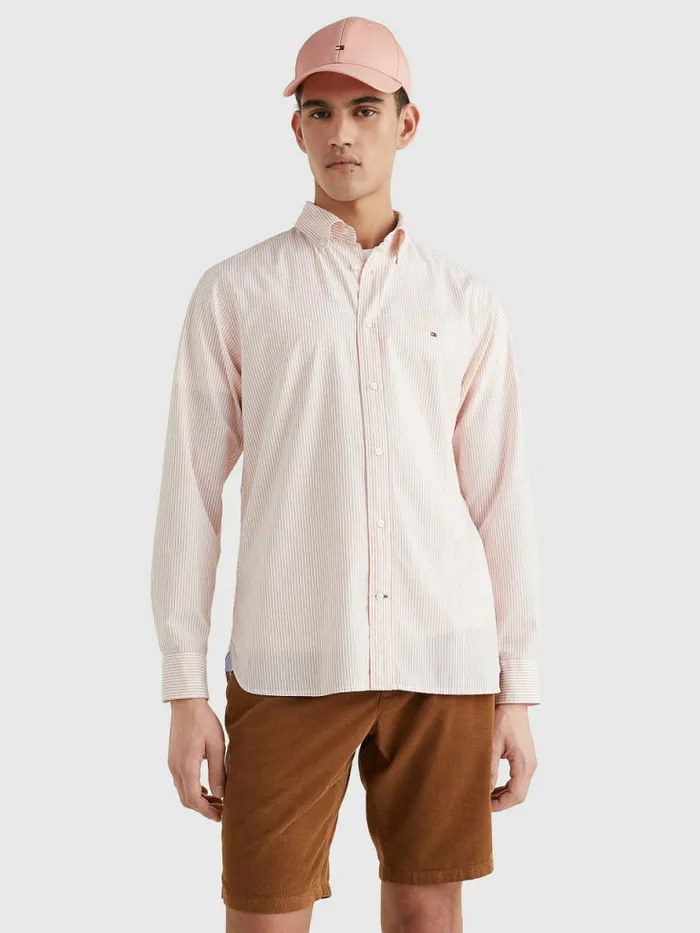 Tommy Hilfiger Pinstripe Regular Fit Shirt Sunset PeachMulti Mens Shirts On Sale Tommy Hilfiger Pinstripe Regular Fit Shirt Sunset PeachMulti Mens Shirts On Sale