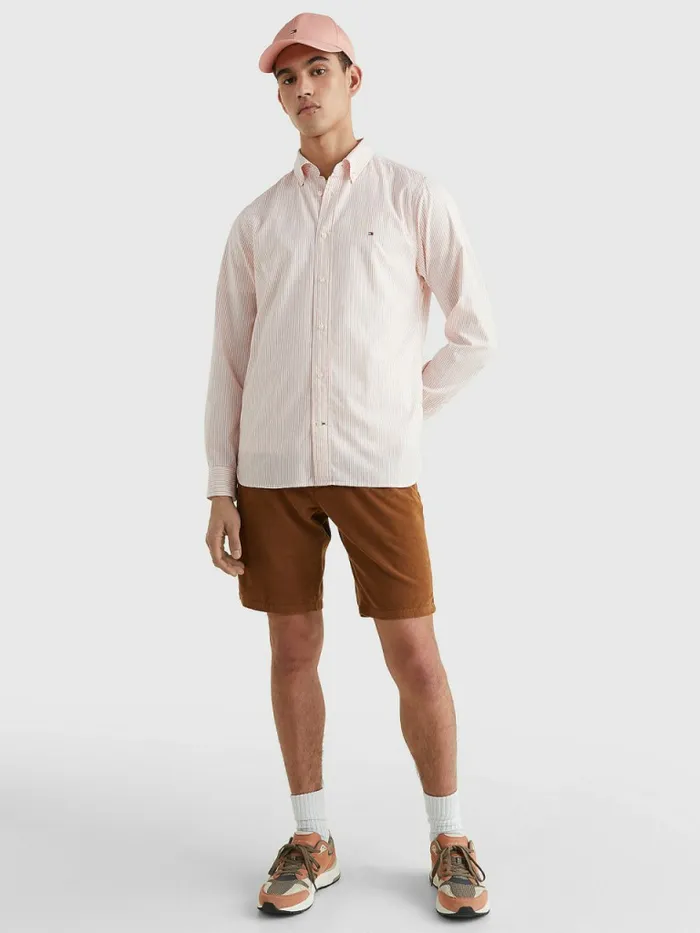 Tommy Hilfiger Pinstripe Regular Fit Shirt Sunset PeachMulti Mens Shirts On Sale