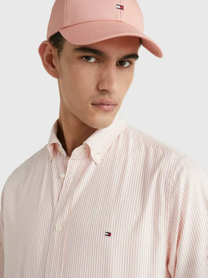 Tommy Hilfiger Pinstripe Regular Fit Shirt Sunset PeachMulti Mens Shirts On Sale