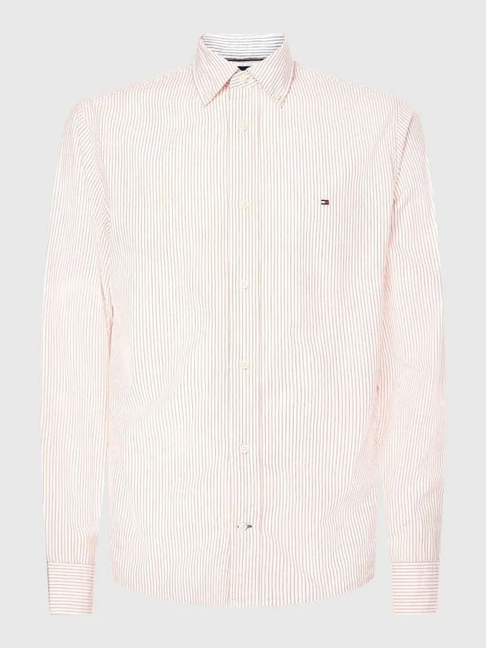 Tommy Hilfiger Pinstripe Regular Fit Shirt Sunset PeachMulti Mens Shirts On Sale