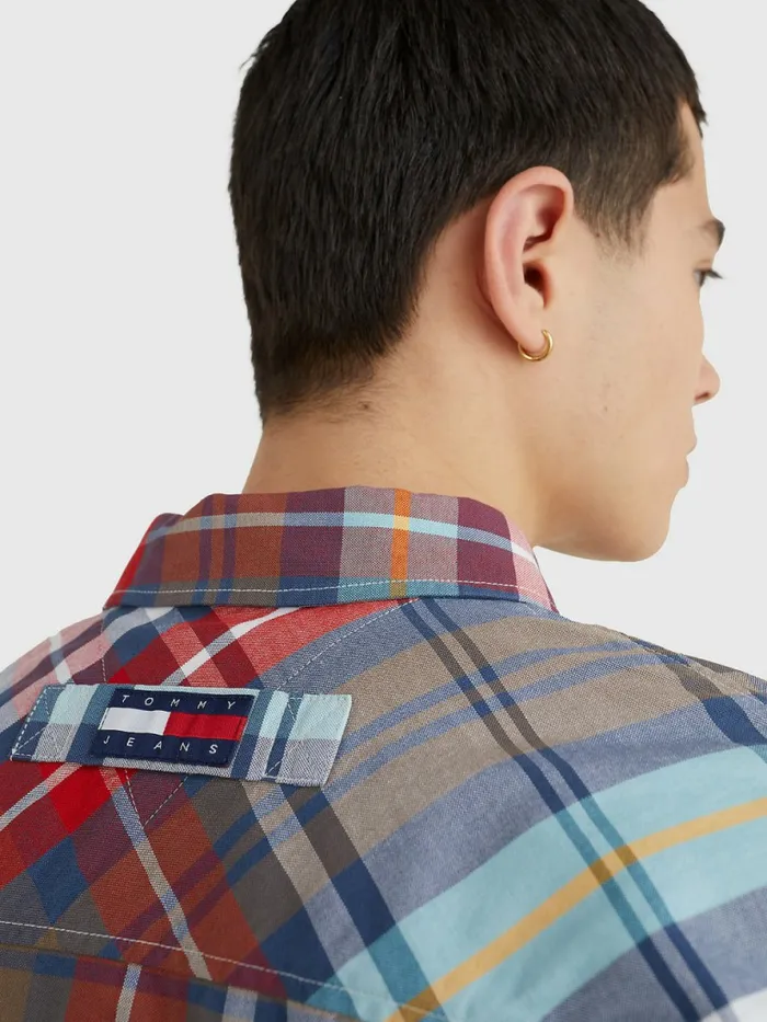 Tommy Hilfiger Plaid Check Organic Oxford Cotton Shirt Twilight NavyMulti Mens Shirts For Sale