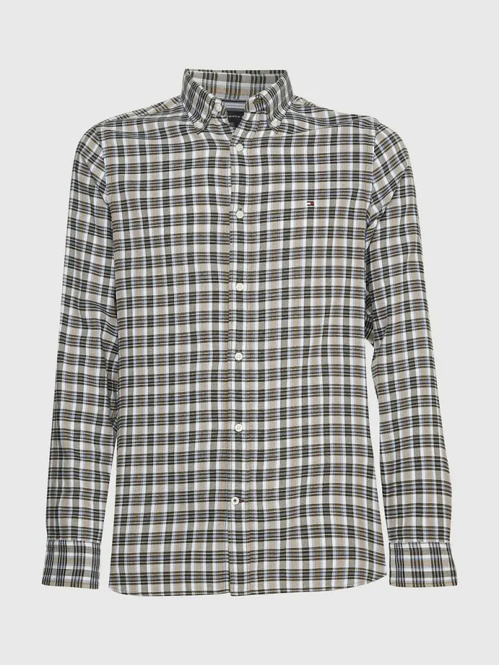 Tommy Hilfiger Plaid Check Slim Fit Oxford Shirt Charcoal BlueDesert SkyMulti Mens Shirts Cheap On Sale