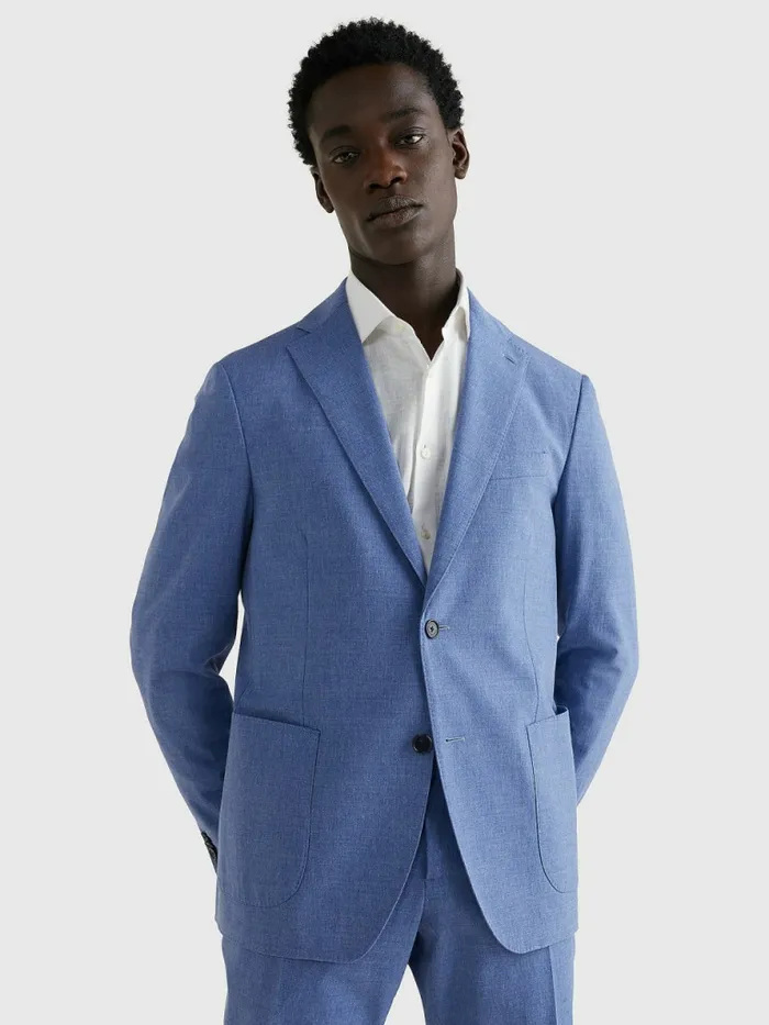 Tommy Hilfiger Plain Weave Slim Fit Blazer Blue Mens Blazers