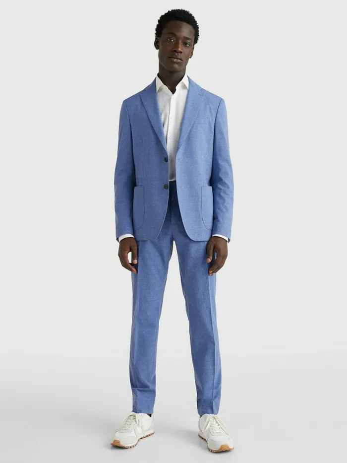 Tommy Hilfiger Plain Weave Slim Fit Blazer Blue Mens Blazers
