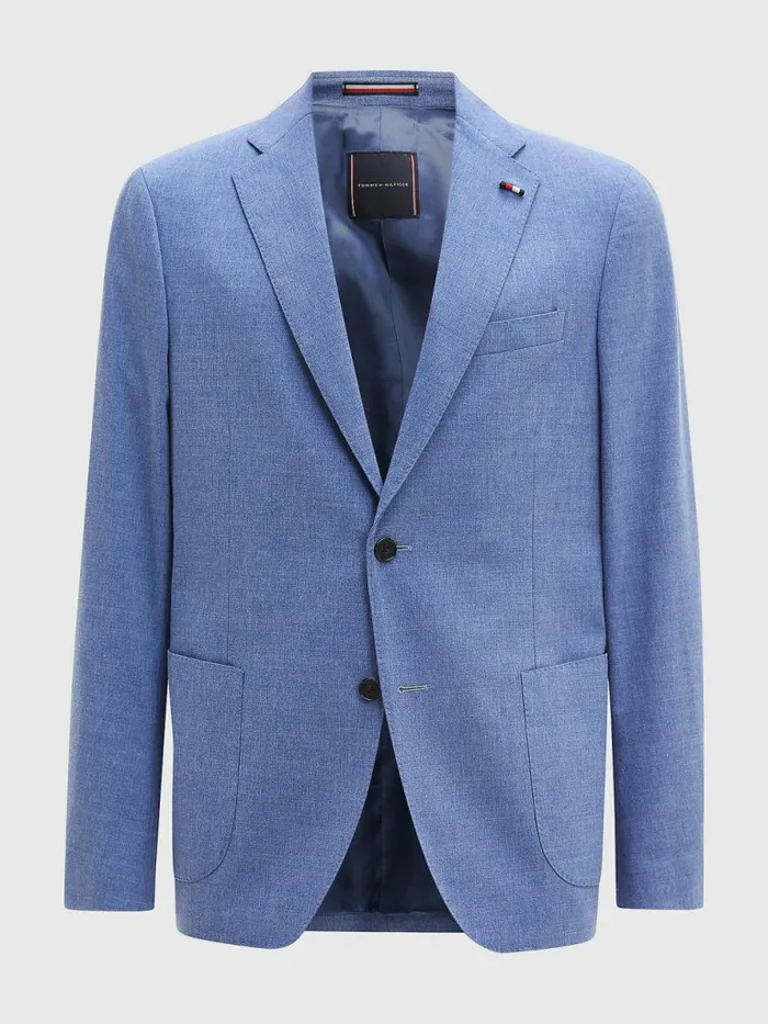Tommy Hilfiger Plain Weave Slim Fit Blazer Blue Mens Blazers