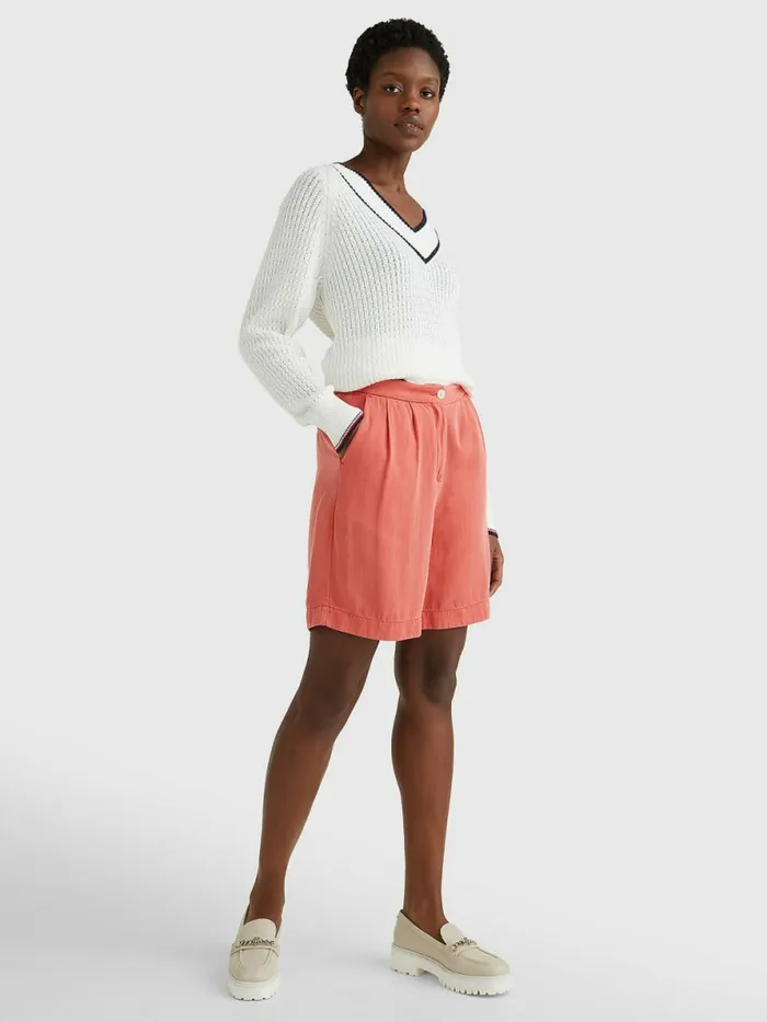 Tommy Hilfiger Pleated Pull On Shorts Crystal Coral Womens CoOrds Near Me