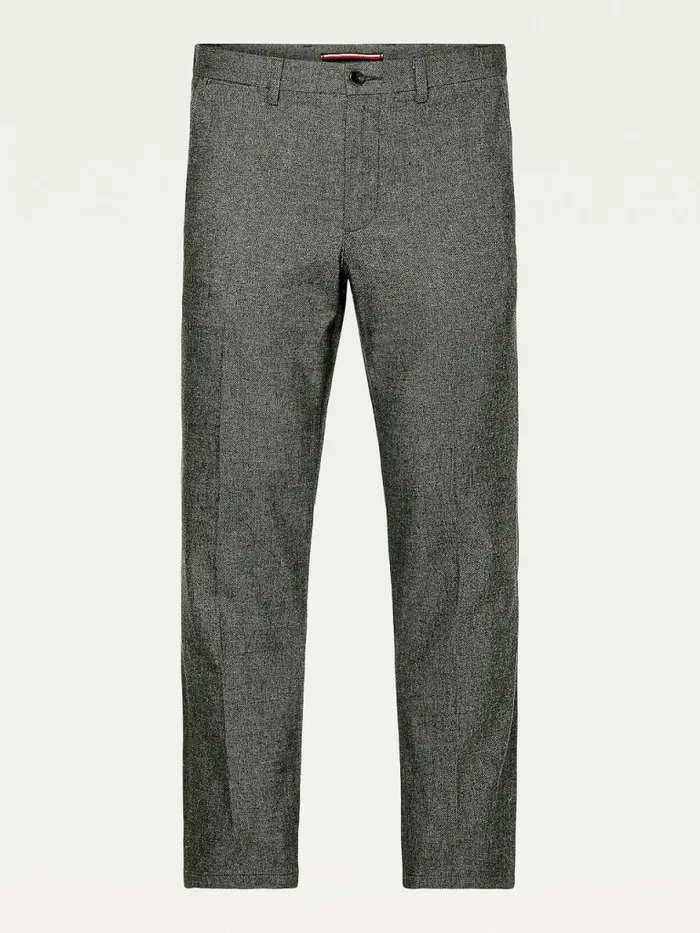 Tommy Hilfiger Plus Denton Fitted Straight WoolLook Trousers Dark Ash Mens Trousers