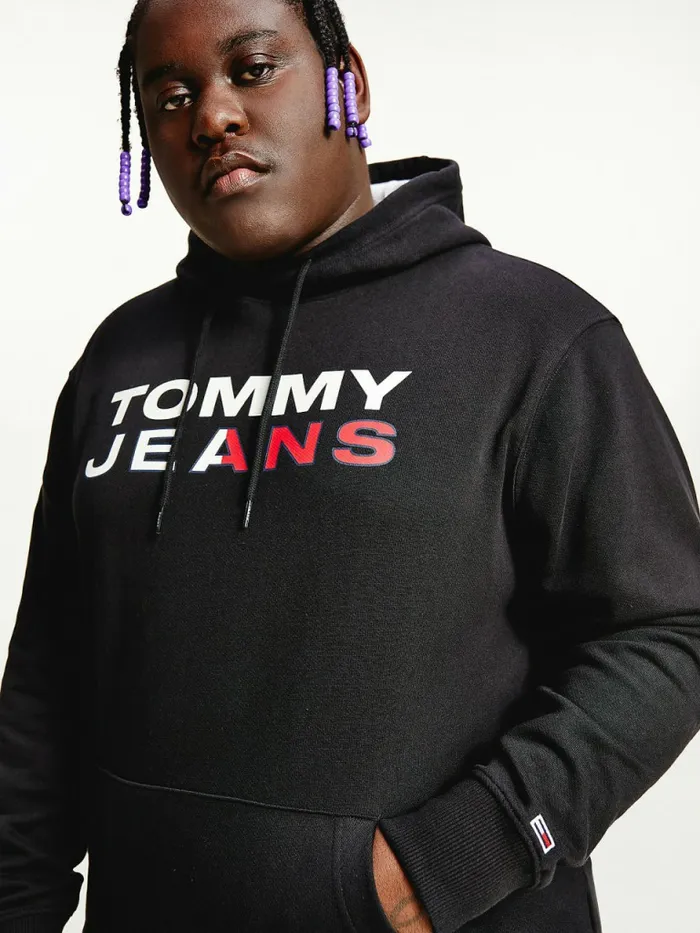 Tommy Hilfiger Plus Essential Logo Hoody Black Mens Sweatshirts and Hoodies Gift Ideas