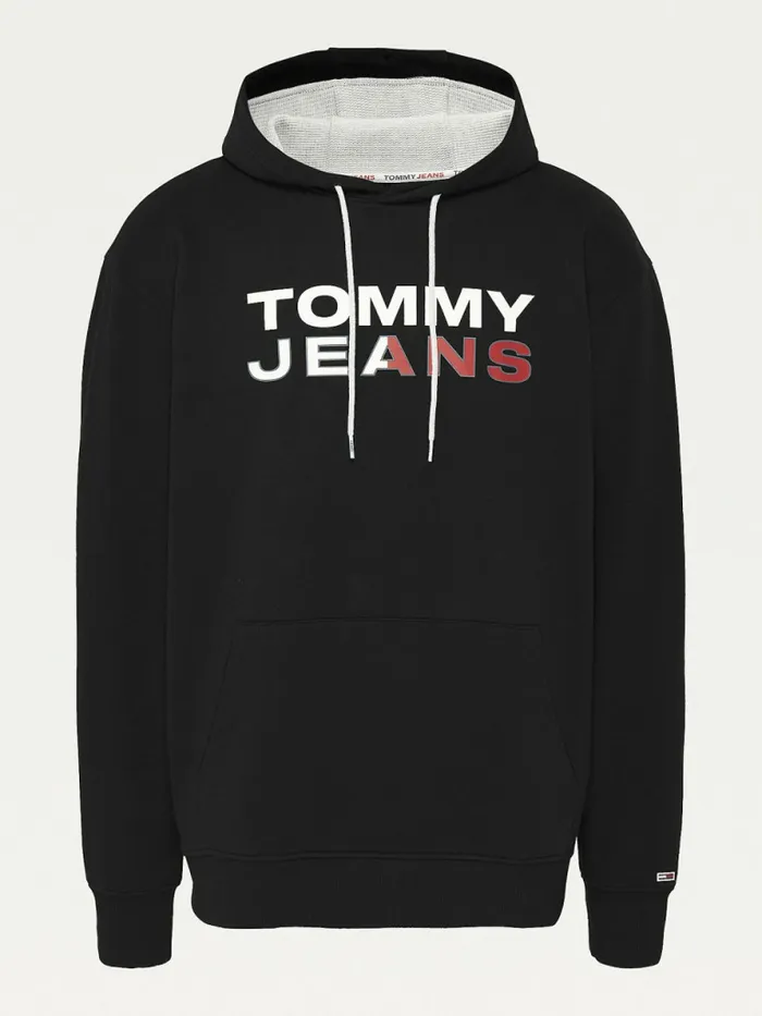 Tommy Hilfiger Plus Essential Logo Hoody Black Mens Sweatshirts and Hoodies Gift Ideas