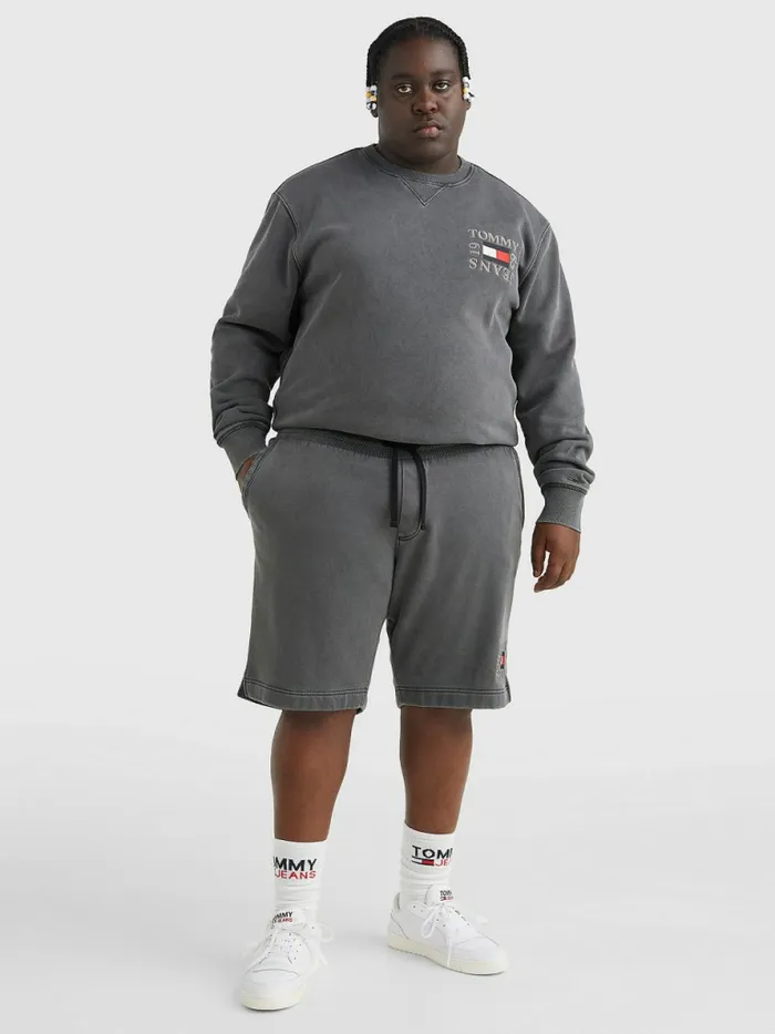 Tommy Hilfiger Plus Fleece Relaxed Shorts Black Mens Plus Size Clothing For Sale