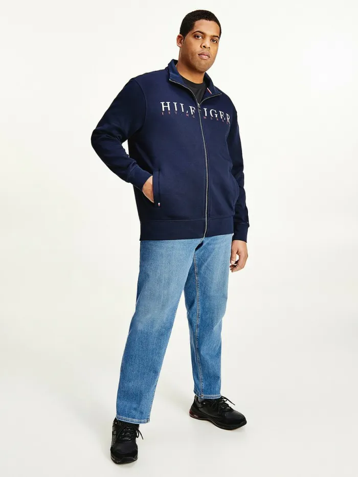 Tommy Hilfiger Plus Flex Fleece Logo ZipThru Sweatshirt Desert Sky Mens Plus Size Clothing Tommy Hilfiger Plus Flex Fleece Logo ZipThru Sweatshirt Desert Sky Mens Plus Size Clothing