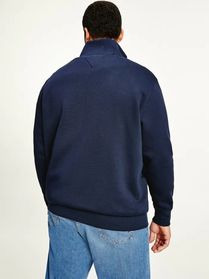 Tommy Hilfiger Plus Flex Fleece Logo ZipThru Sweatshirt Desert Sky Mens Plus Size Clothing