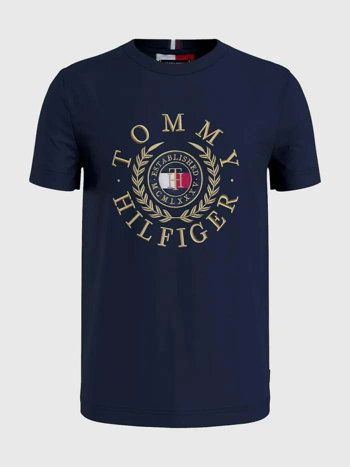 Tommy Hilfiger Plus Icons Embroidery TShirt Desert Sky Mens TShirts Gift Ideas
