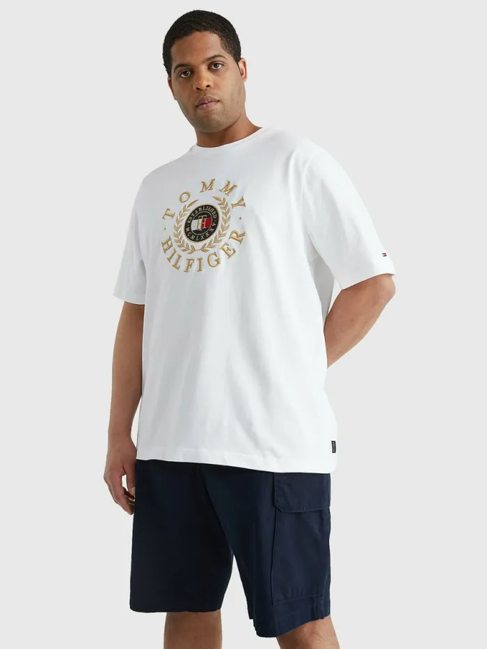 Tommy Hilfiger Plus Icons Embroidery TShirt White Mens Plus Size Clothing