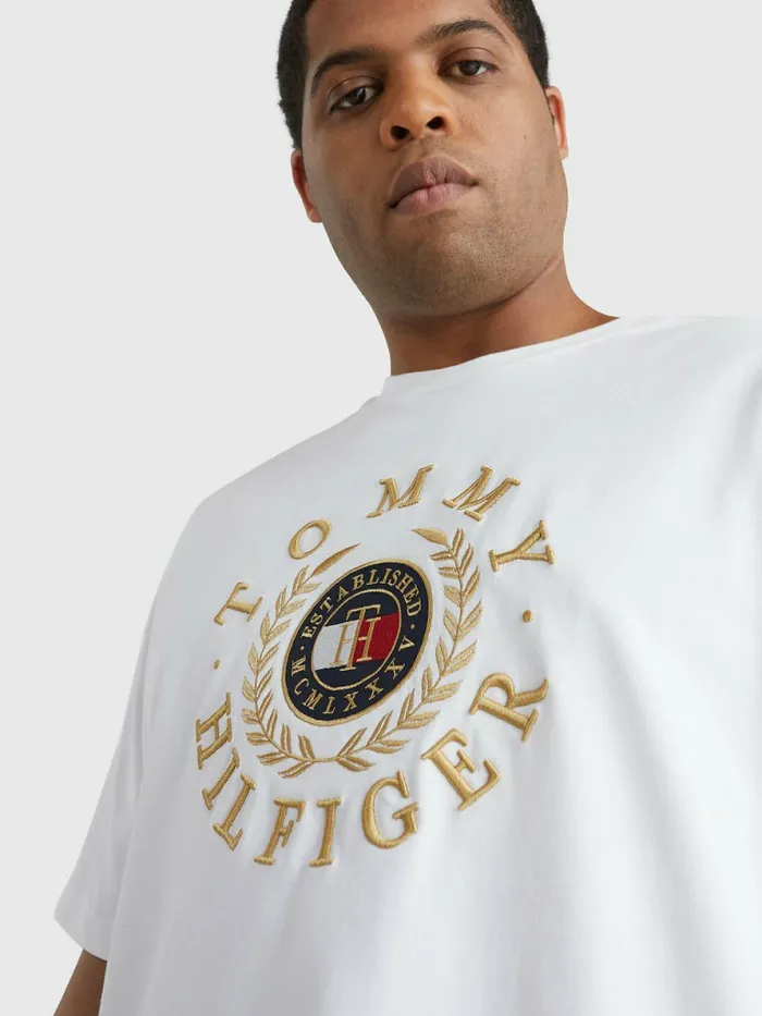 Tommy Hilfiger Plus Icons Embroidery TShirt White Mens Plus Size Clothing